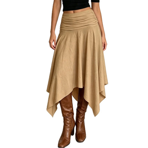 2027 Early Autumn Women's Sexy Low-Rise Casual Asymmetrical Hem Midi