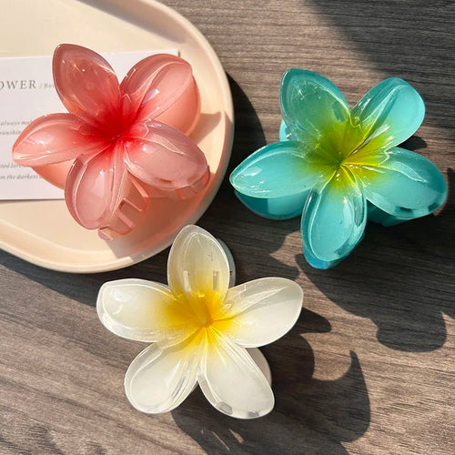 3pcs Boho Gradient Large Flower Acrylic Hair Clip For Women Sweet Hair