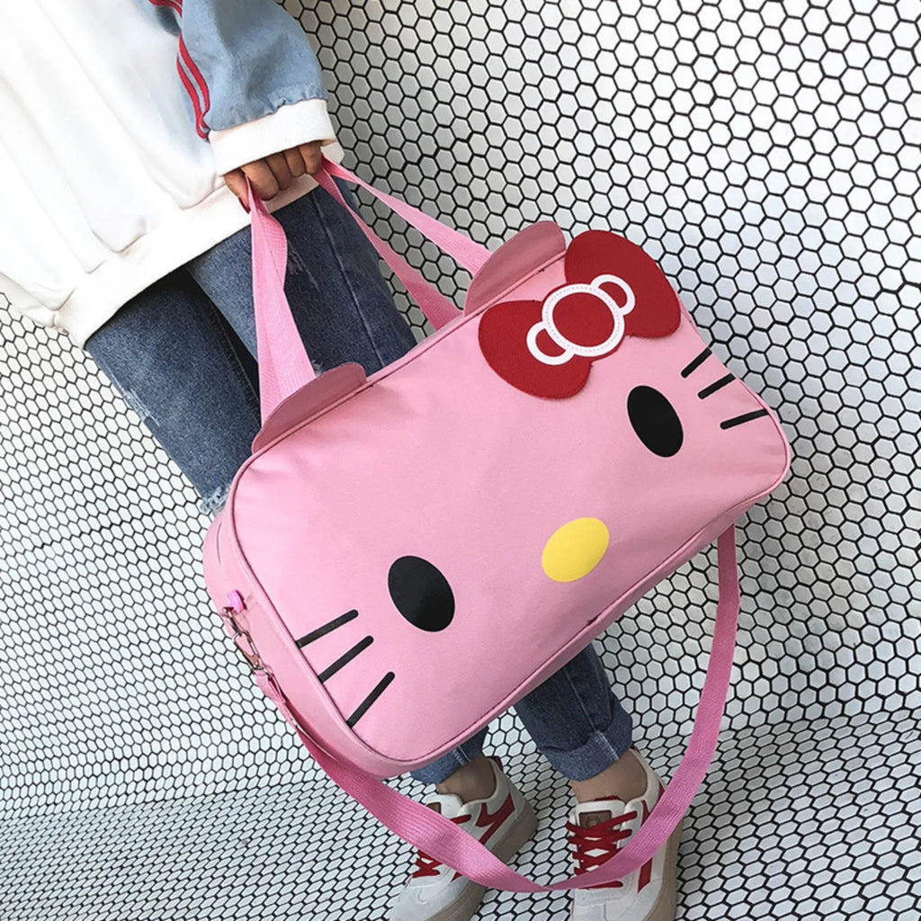 Hello Kitty Foldable Travel Duffle Bag Lightweight Large Capacity