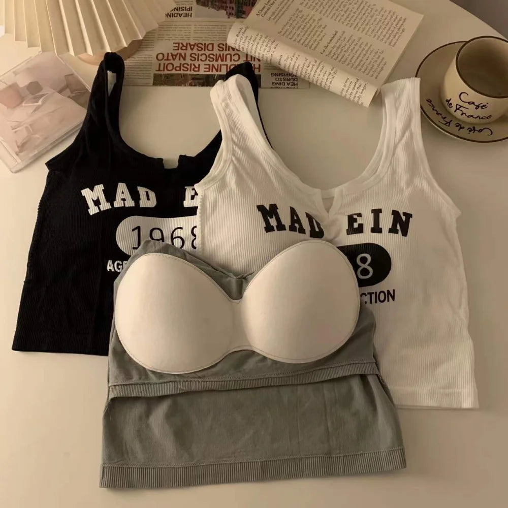 Corset Crop Tops with Built In Bras Tanks Camisoles