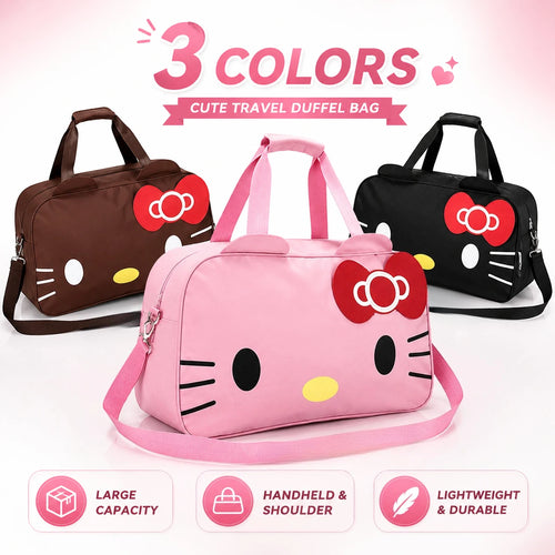 Hello Kitty Foldable Travel Duffle Bag Lightweight Large Capacity