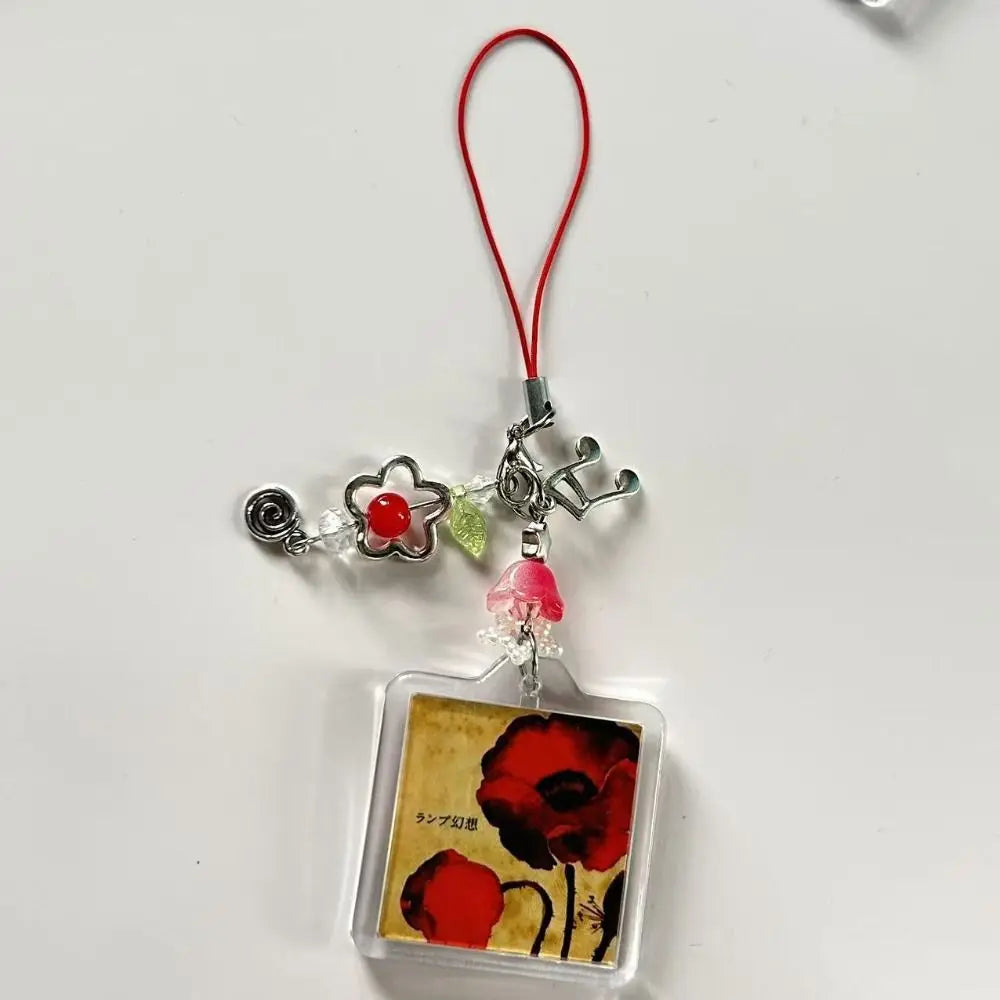 Acrylic Frame Album Beaded Keychain 2000s Style Y2k Lanyard Phone