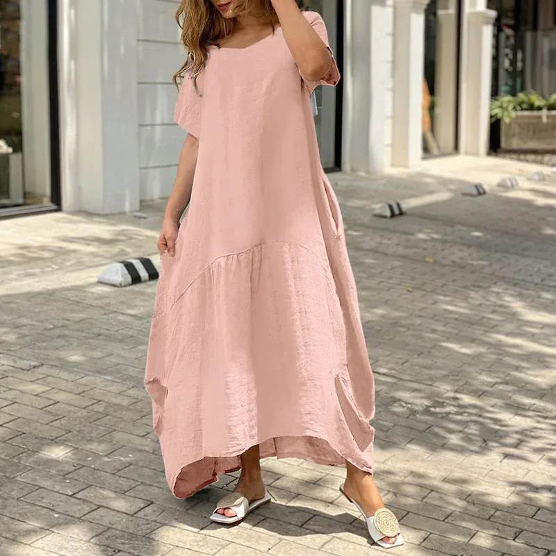 Casual Dresses Side Double Pockets Gown