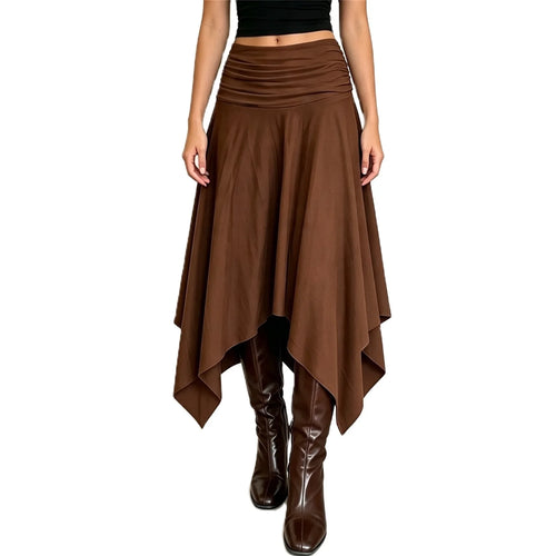 2027 Early Autumn Women's Sexy Low-Rise Casual Asymmetrical Hem Midi