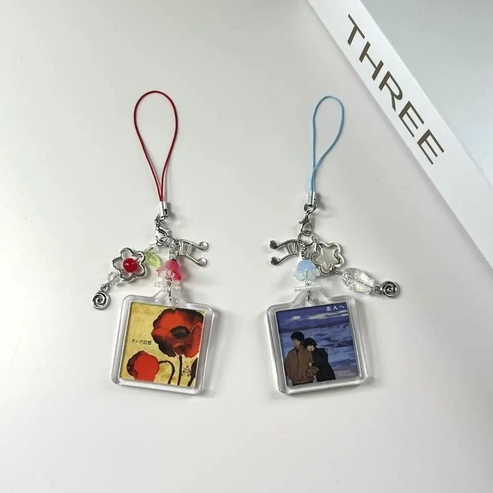 Acrylic Frame Album Beaded Keychain 2000s Style Y2k Lanyard Phone
