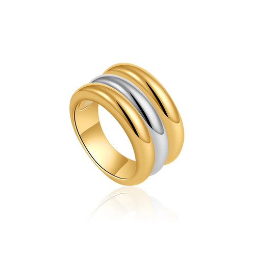 Fashion Mixed Color Multilayer Chunky Rings Gold&Silver Plated Cross