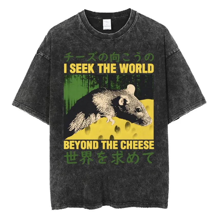 The Horrors Are Never Ending Yet I Remain Silly T-shirt Funny Frog Retro Washed T Shirt Men's Oversized Tees