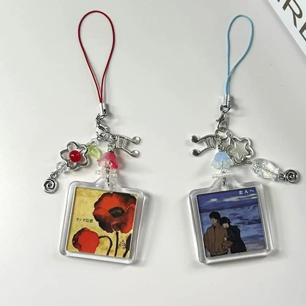 Acrylic Frame Album Beaded Keychain 2000s Style Y2k Lanyard Phone