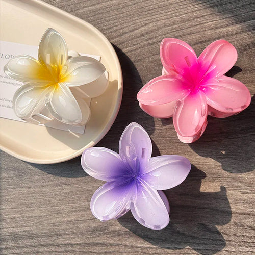 3pcs Boho Gradient Large Flower Acrylic Hair Clip For Women Sweet Hair