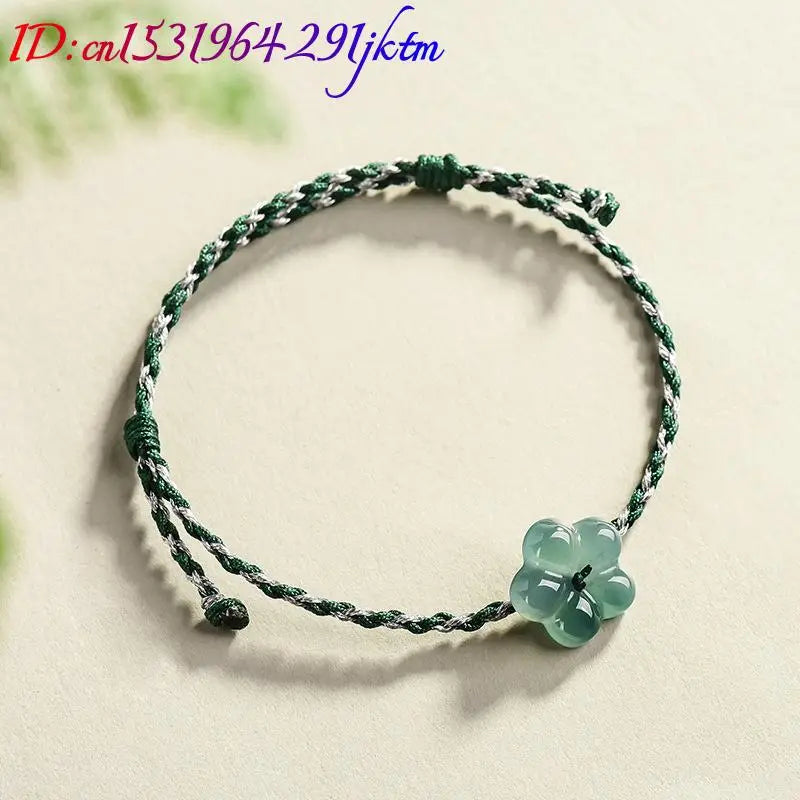Burmese Jadeite Flower Bracelet Natural Jade Charm Fashion Accessories