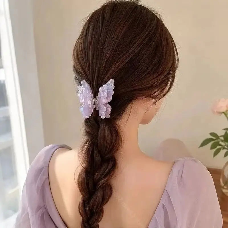 Fashion Sweet Colorful Butterfly Hair Claw Acetate Butterfly Crab Hair