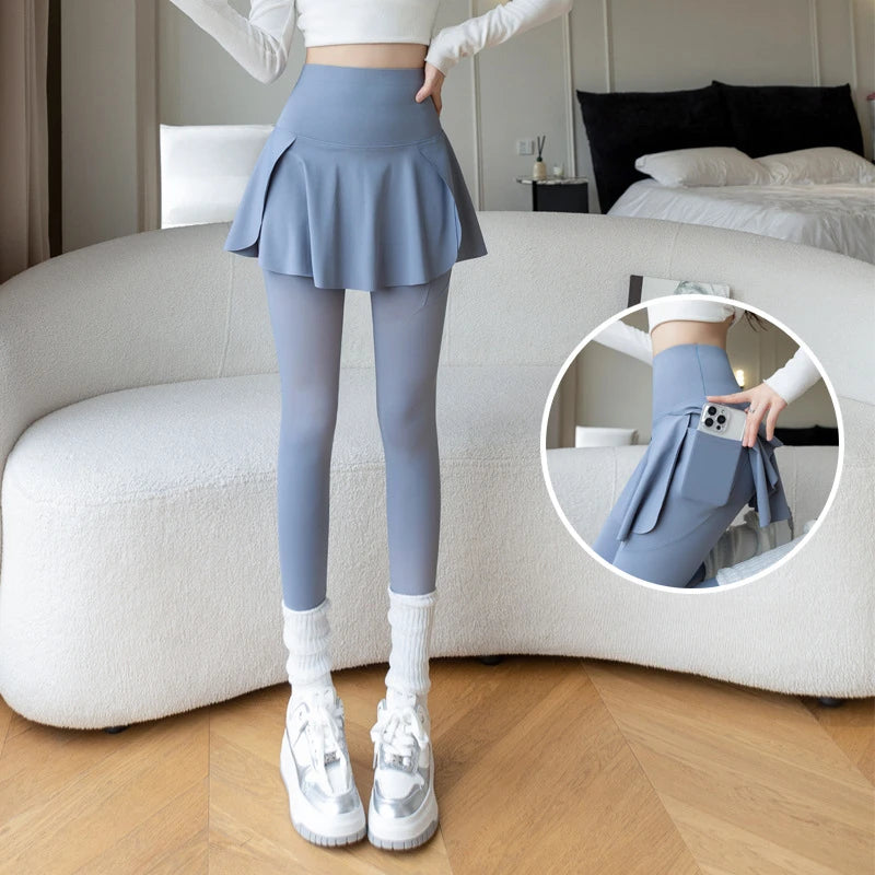 Two Pieces Leggings High Waist with Pocket Yoga Pants
