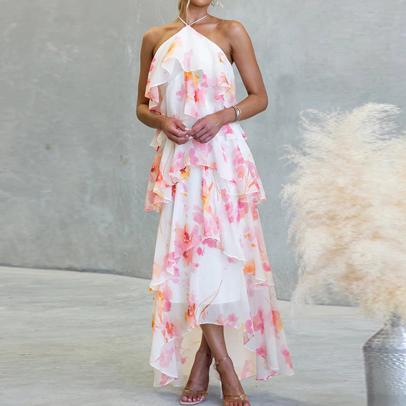 Chic Party Dress, 2026 Halter Lace-Up Ladies Dress Vestidos