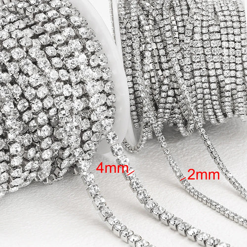 1Meter Stainless Steel Crystal Rhinestone Chain Sew-On Glue-On Trim