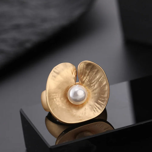 Flashbuy Chunky Gold Color Metal Geometric Rings for Women Statement