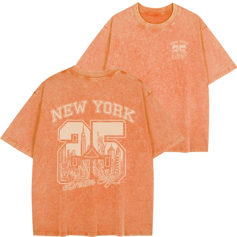 New York City Funny Print  Vintage Washed Cotton