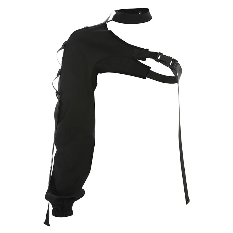 Y2k Aesthetic Reflective Women Techwear Top E-girl Punk Irregular