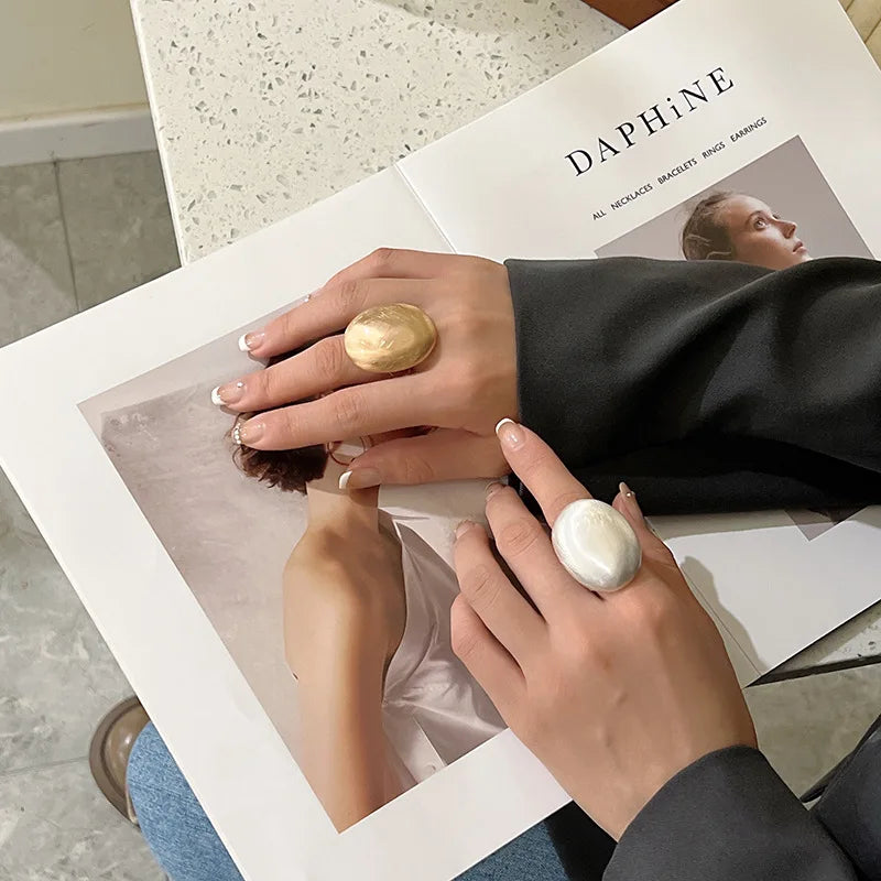 Flashbuy Chunky Gold Color Metal Geometric Rings for Women Statement