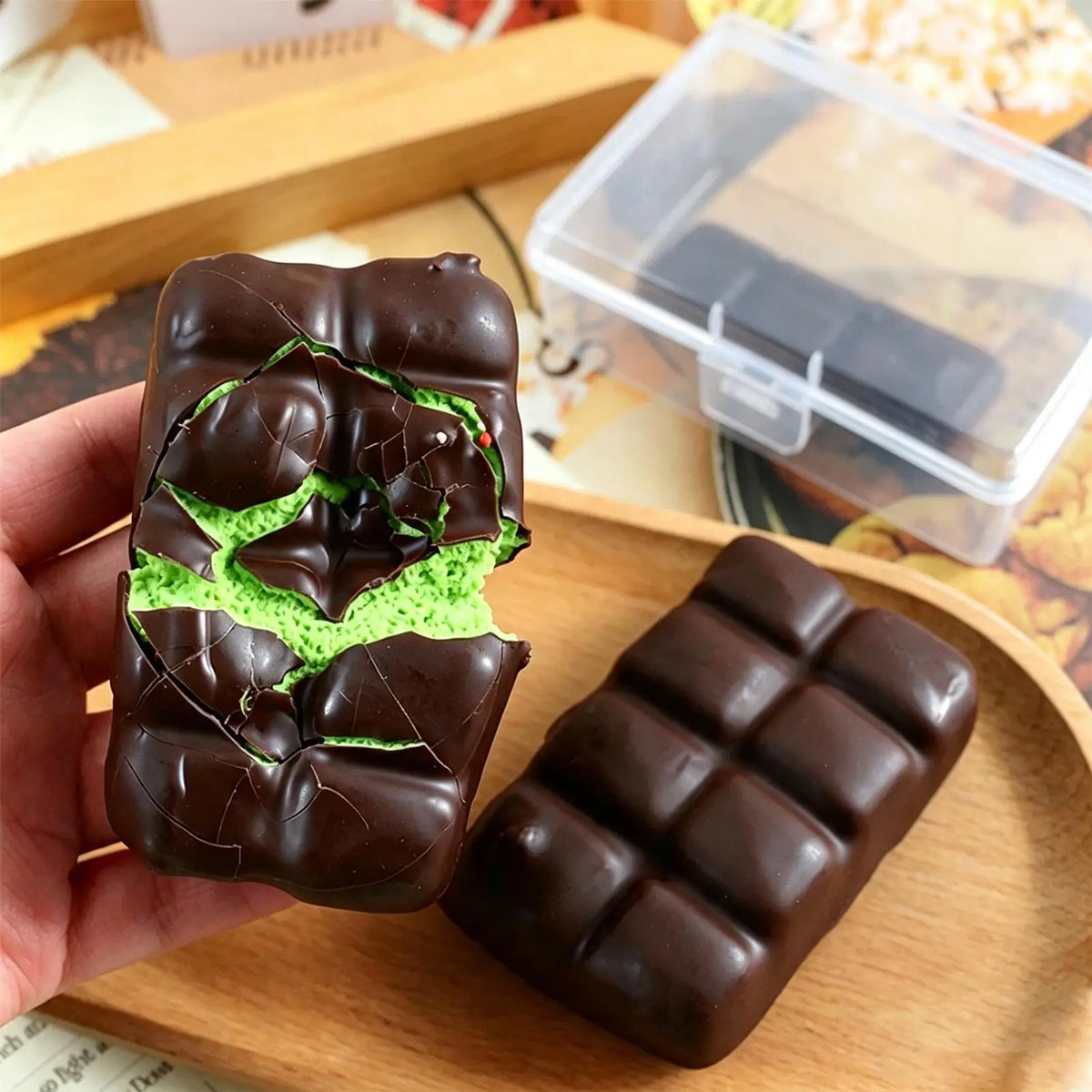 Chocolate Squishy Squeeze Toy Crispy Chocolate Wax Cracking Stress