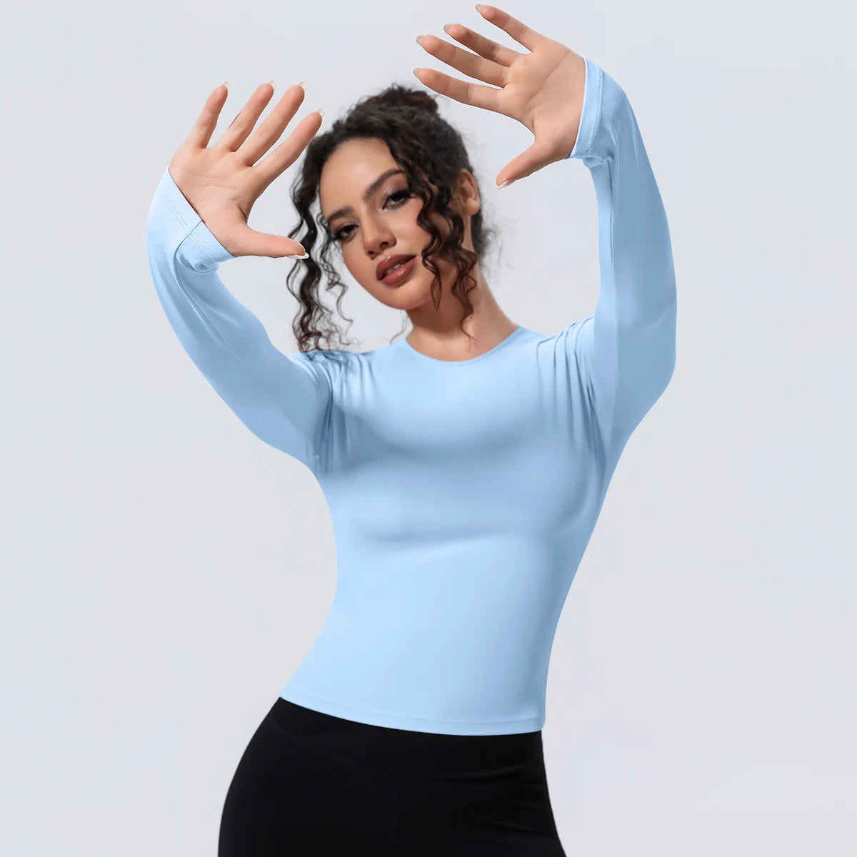 Woman's Yoga Long Sleeved Gym Sports Running Top Slim Breathable Soild