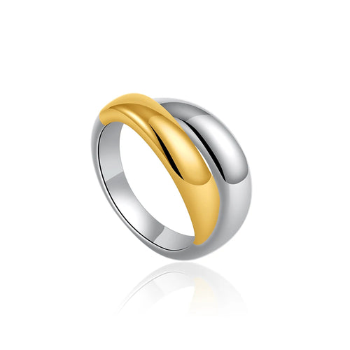 Fashion Mixed Color Multilayer Chunky Rings Gold&Silver Plated Cross