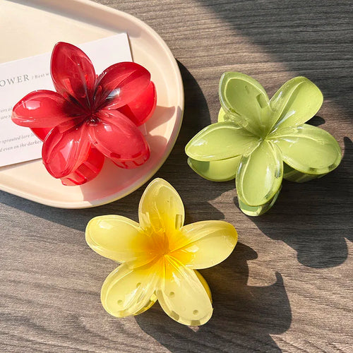 3pcs Boho Gradient Large Flower Acrylic Hair Clip For Women Sweet Hair