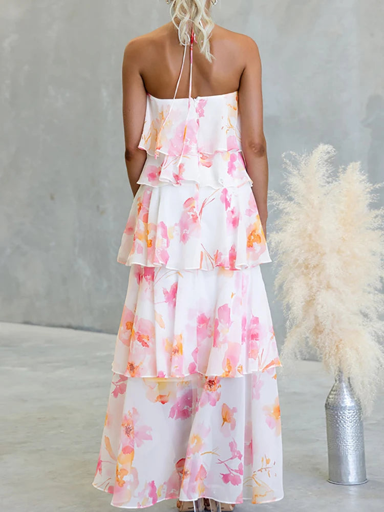 Chic Party Dress, 2026 Halter Lace-Up Ladies Dress Vestidos