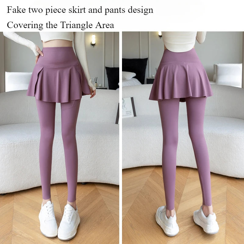 Two Pieces Leggings High Waist with Pocket Yoga Pants