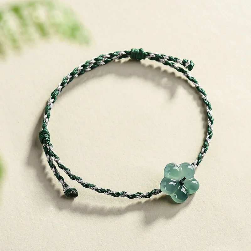 Burmese Jadeite Flower Bracelet Natural Jade Charm Fashion Accessories