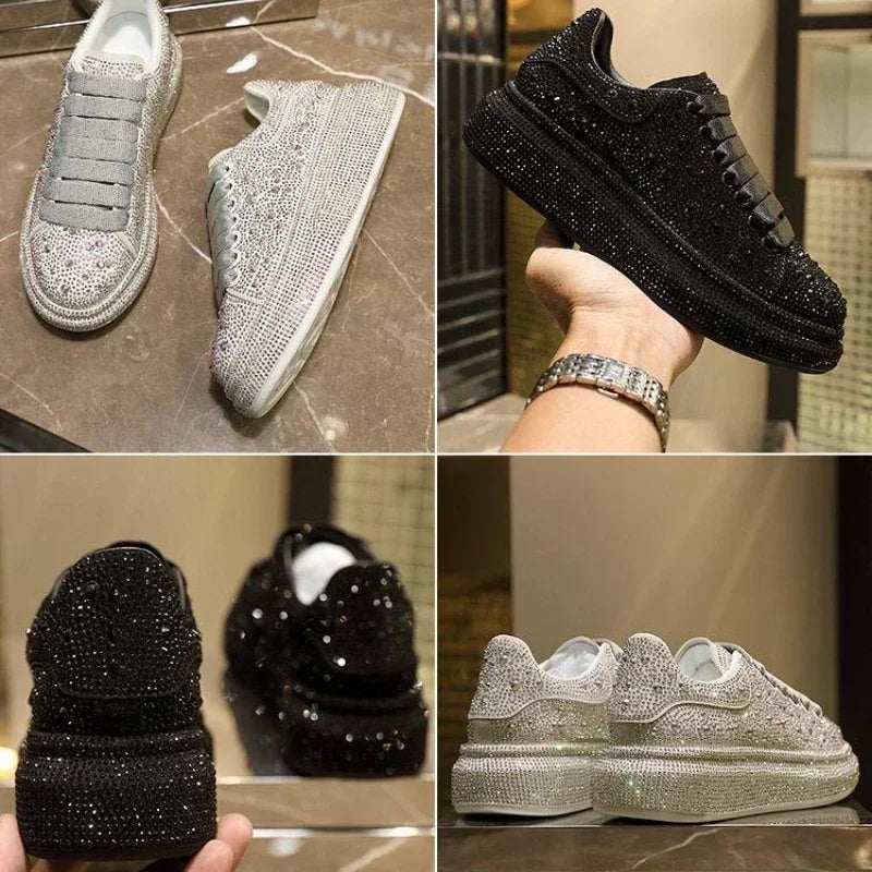 Glitter Designer Platform Sneakers Women Shallow Comfy Casual Shoes