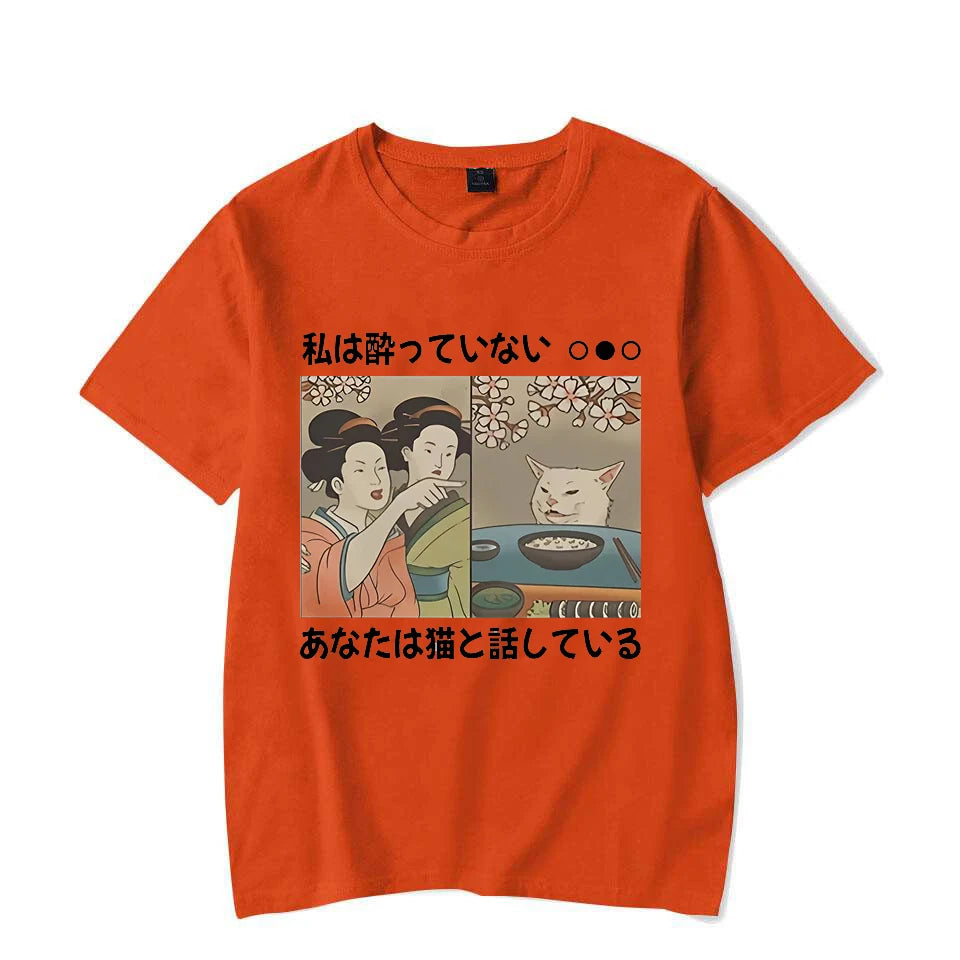 Cartoon Cat T-shirt T-shirt Harajuku Y2K