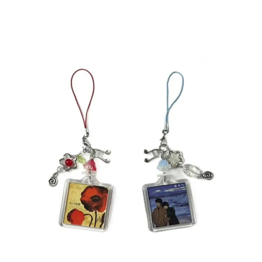 Acrylic Frame Album Beaded Keychain 2000s Style Y2k Lanyard Phone