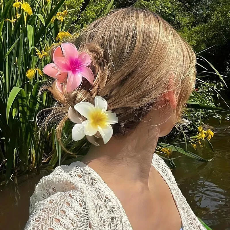 2PCS Fashion Women Flower Hair Clip Set Vacation Bohemia Egg Flower