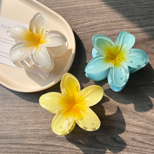 3pcs Boho Gradient Large Flower Acrylic Hair Clip For Women Sweet Hair