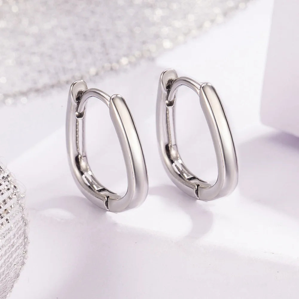 Luxury Jewelry 925 Sterling Silver U-shaped Hoop Earrings For Women
