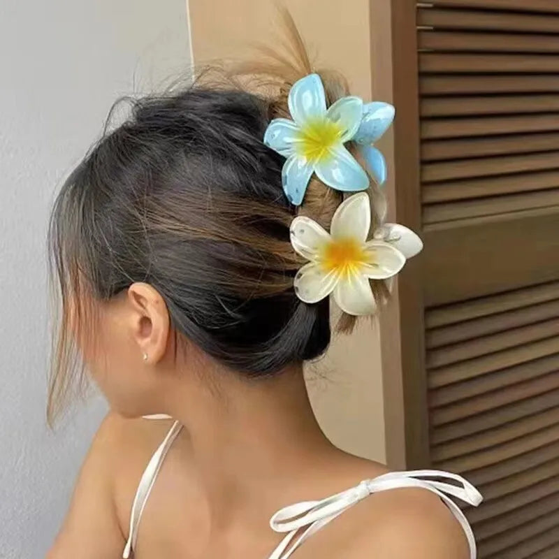 2PCS Fashion Women Flower Hair Clip Set Vacation Bohemia Egg Flower