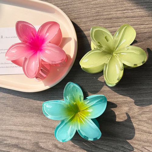 3pcs Boho Gradient Large Flower Acrylic Hair Clip For Women Sweet Hair