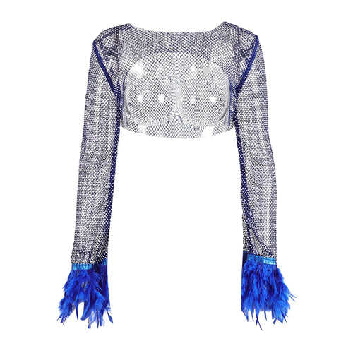 Sweet Diamond Fishing Net Crop Top Hollow Summer Beach Cover Up