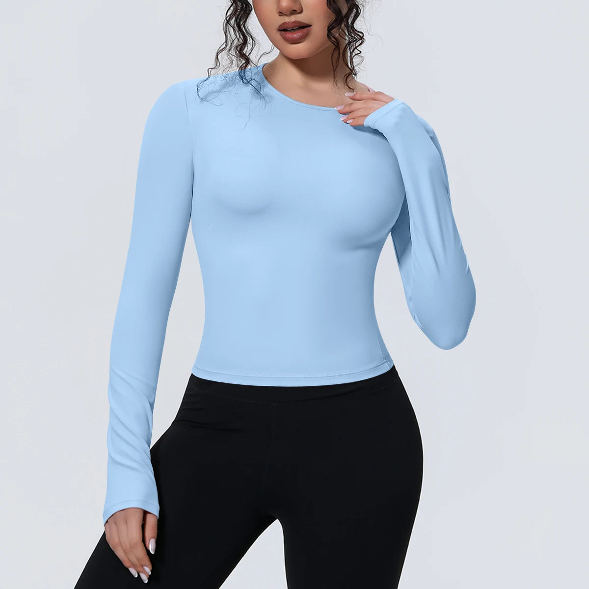 Woman's Yoga Long Sleeved Gym Sports Running Top Slim Breathable Soild