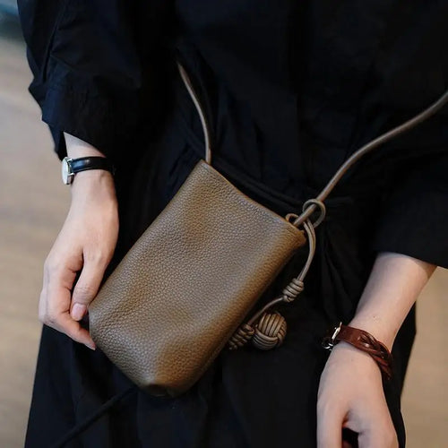 Mini Crossbody Mobile Phone Bag for Women Artistic Round Ball Design