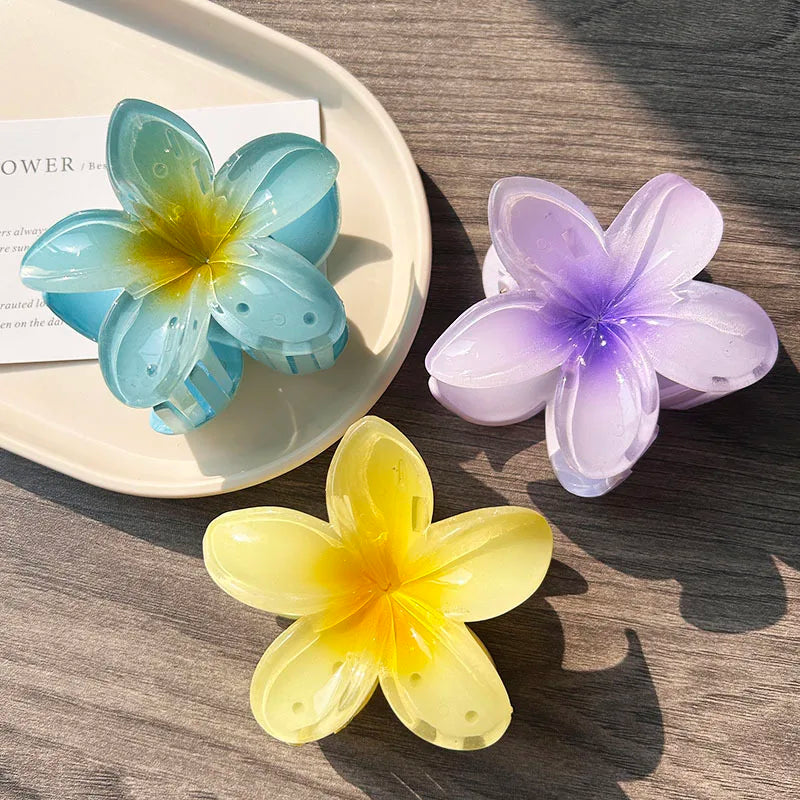 3pcs Boho Gradient Large Flower Acrylic Hair Clip For Women Sweet Hair