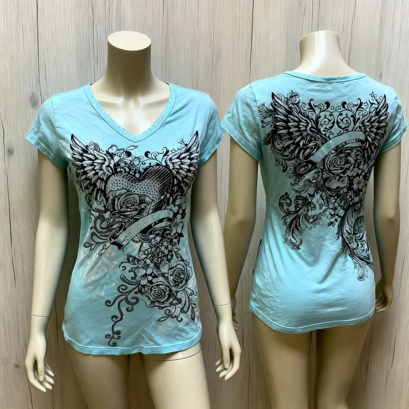American Retro Hottie T-shirt Subculture Punk Aesthetic Print Popular Street Tops