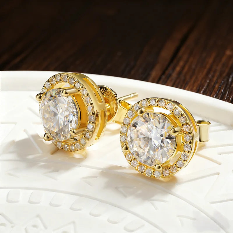 OEVAS 100% 925 Sterling Silver 0.5-2 Carat Moissanite Earrings