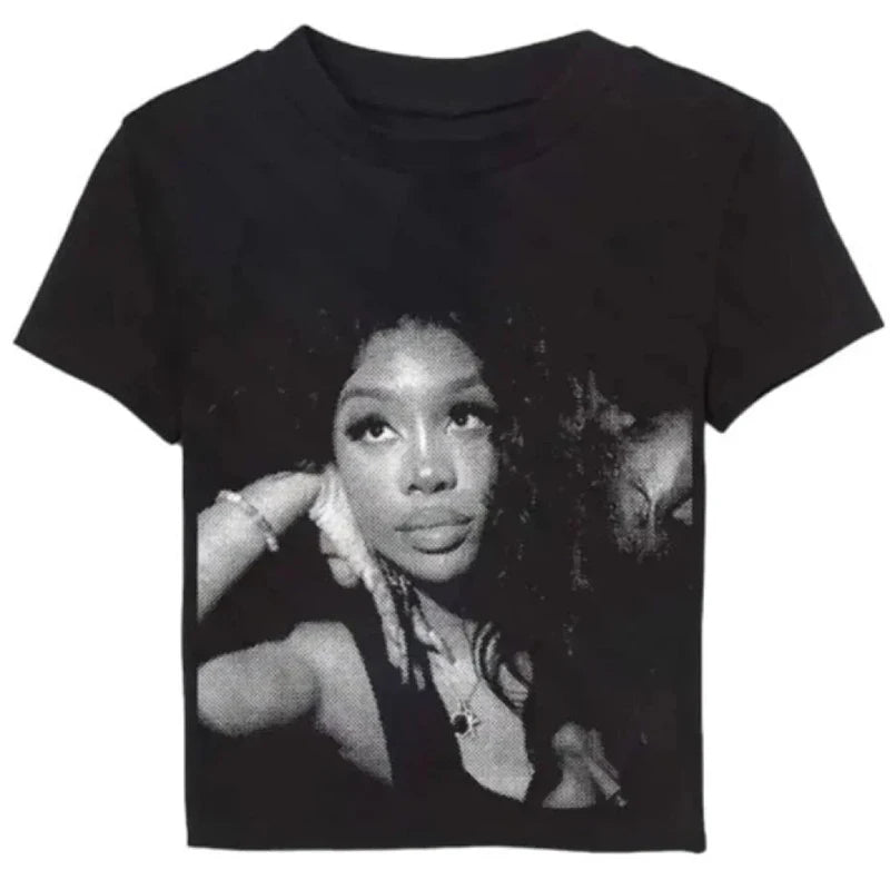 Portrait Graphic Print Streetwear 90s Hip Hop Oversized T-shirt Y2k