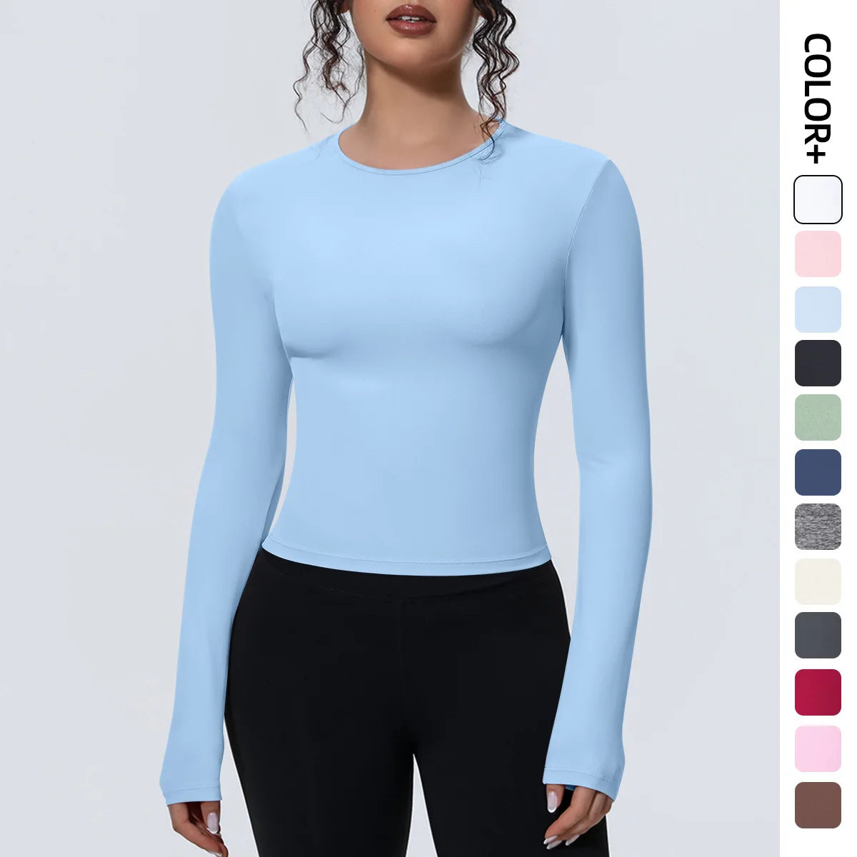 Woman's Yoga Long Sleeved Gym Sports Running Top Slim Breathable Soild