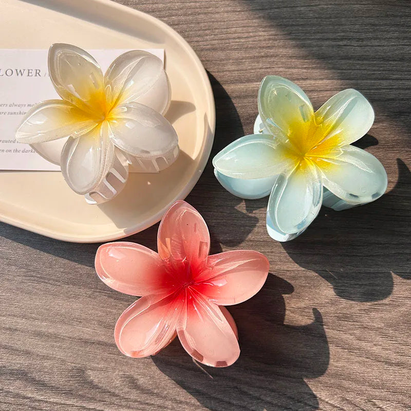 3pcs Boho Gradient Large Flower Acrylic Hair Clip For Women Sweet Hair