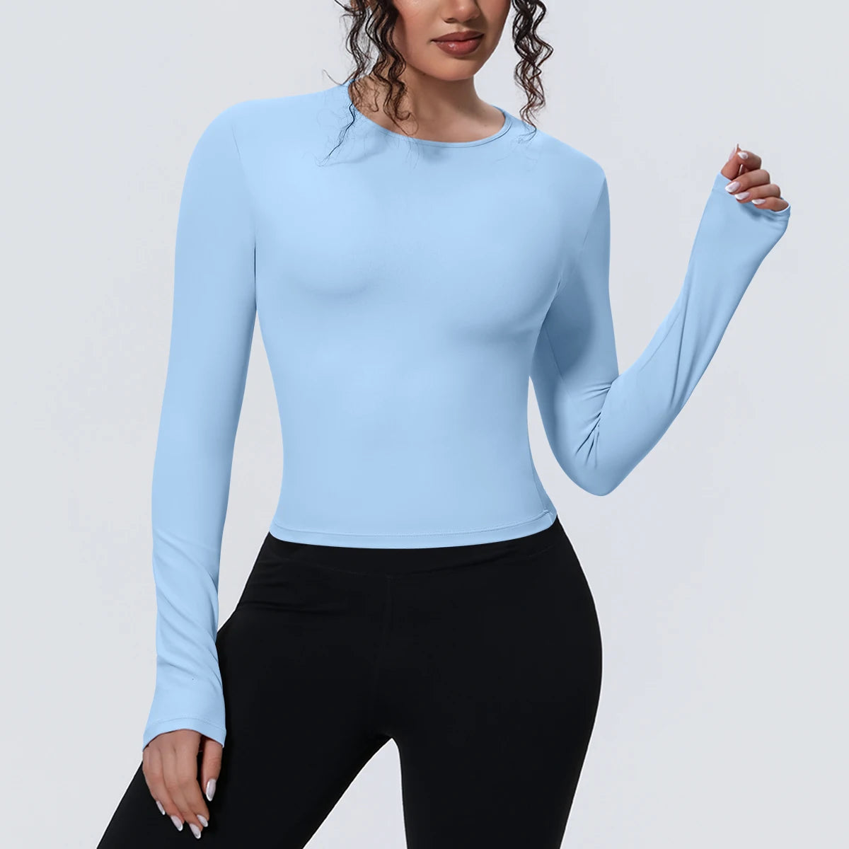 Woman's Yoga Long Sleeved Gym Sports Running Top Slim Breathable Soild