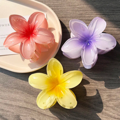 3pcs Boho Gradient Large Flower Acrylic Hair Clip For Women Sweet Hair