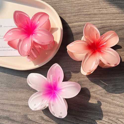 3pcs Boho Gradient Large Flower Acrylic Hair Clip For Women Sweet Hair