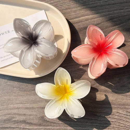 3pcs Boho Gradient Large Flower Acrylic Hair Clip For Women Sweet Hair
